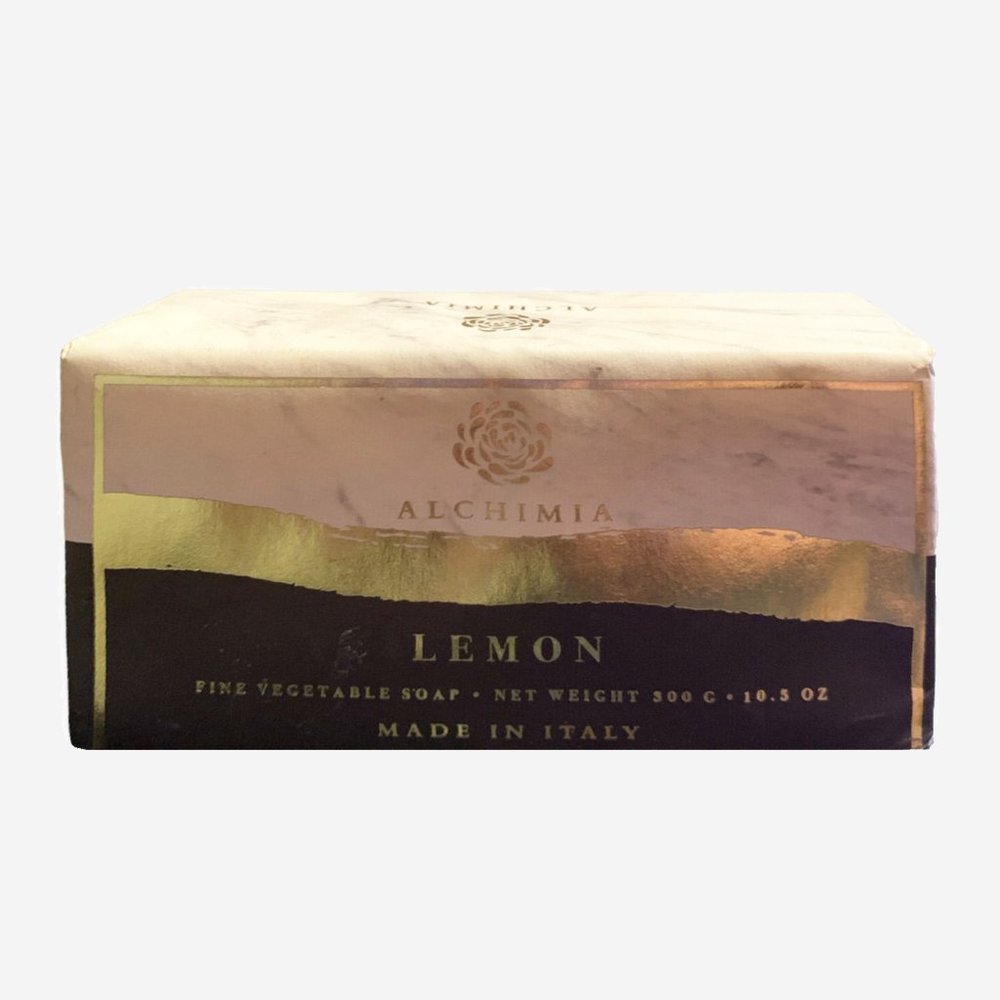 NEW Alchimia Lemon Fine Vegetable Soap 300g 10.5oz Made in Italy Large Bar Soap - Picture 2 of 3